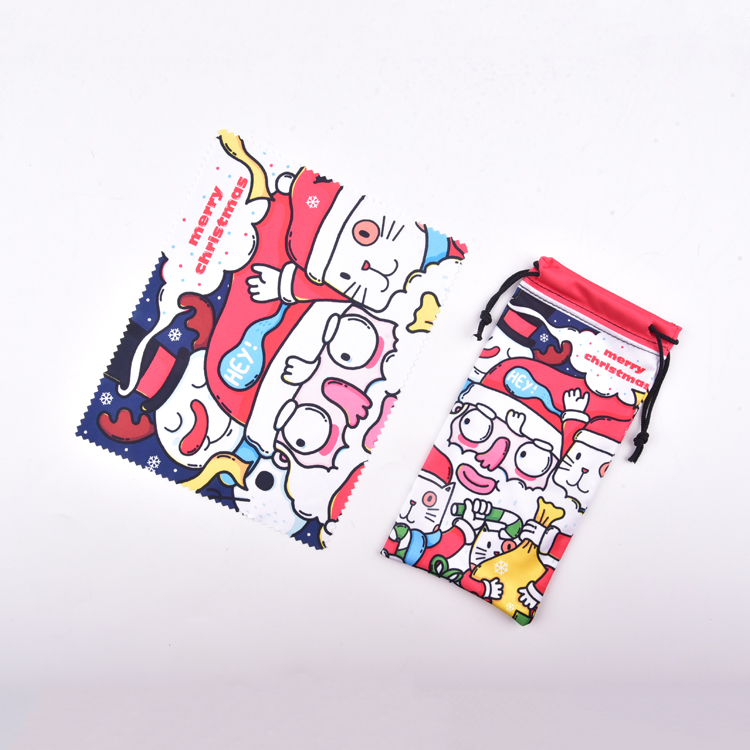 Sac à lunettes en microfibre avec logo personnalisé